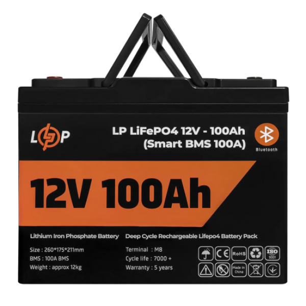 Акумулятор LogicPower LP LiFePO4 для ДБЖ 12V - 100Ah (BMS 100A), пластик Акумулятор LogicPower LP LiFePO4 для ДБЖ 12V - 100Ah (BMS 100A), пластик