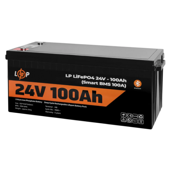 Акумулятор LogicPower LP LiFePO4 для ДБЖ 24V - 100Ah (BMS 100A), пластик Акумулятор LogicPower LP LiFePO4 для ДБЖ 24V - 100Ah (BMS 100A), пластик