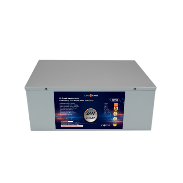 Акумулятор LogicPower LP LiFePO4 24V - 202Ah (BMS 150A/75А) метал Акумулятор LogicPower LP LiFePO4 24V - 202Ah (BMS 150A/75А) метал