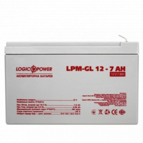 Акумуляторна батарея LogicPower LPM-GL 12V - 7 Ah Акумуляторна батарея LogicPower LPM-GL 12V - 7 Ah