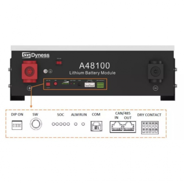 Акумуляторна батарея Dyness A48100 - 48В, 100A, 4,8кВт-год Акумуляторна батарея Dyness A48100 - 48В, 100A, 4,8кВт-год
