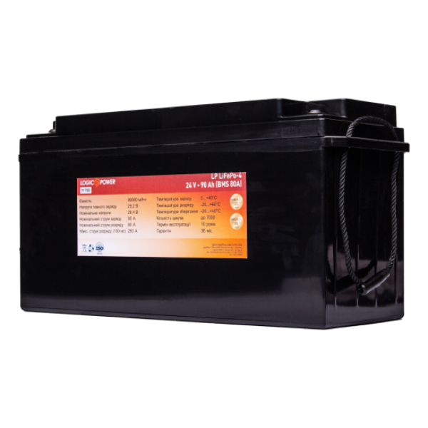 Акумулятор LogicPower LP LiFePO4 24V - 90Ah (BMS 80A), пластик Акумулятор LogicPower LP LiFePO4 24V - 90Ah (BMS 80A), пластик