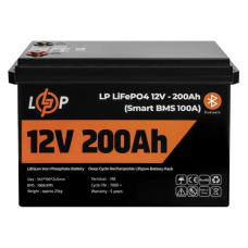Акумулятор LogicPower LP LiFePO4 для ДБЖ 12V - 200Ah (BMS 100A), пластик